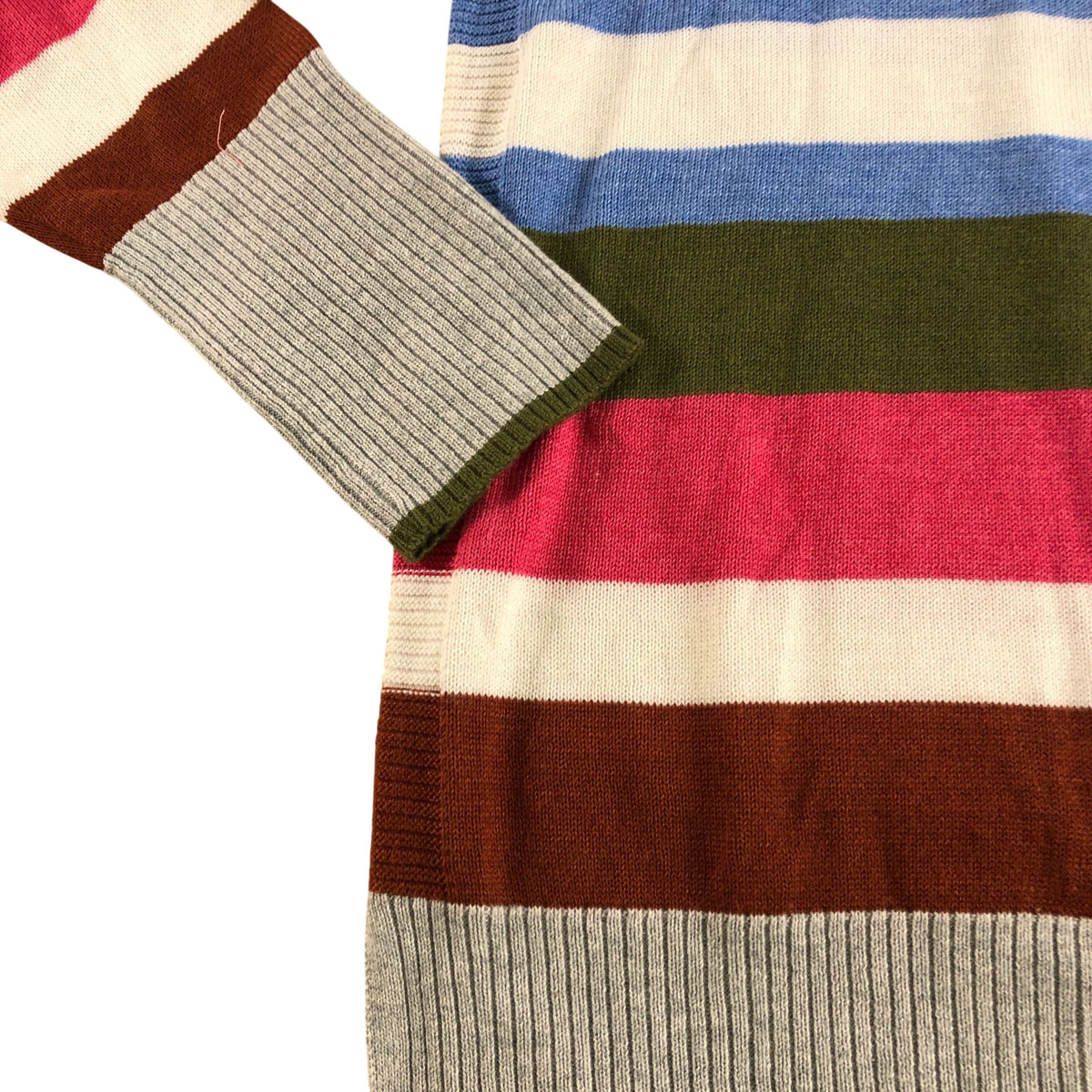 Olive Stripe Jumper UK8 Women's Casual Sweater Grey Multi Soft Knit