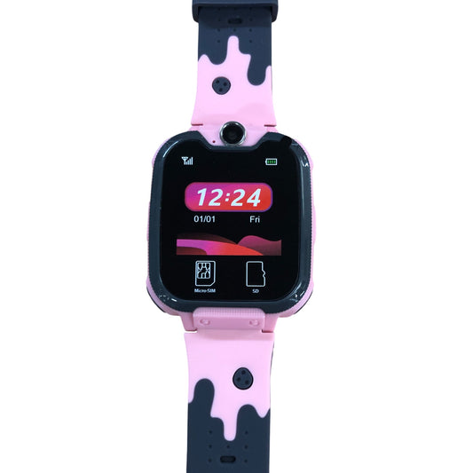 PTHTECHUS Kids Pink & Black Smart Watch Waterproof Touch Screen
