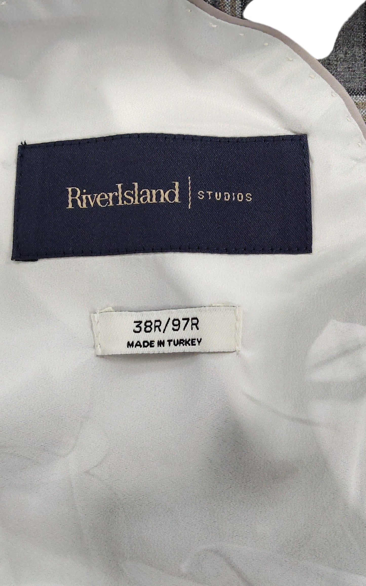 River Island Studios 38R Women's Double Breasted Check Blazer Jacket Grey