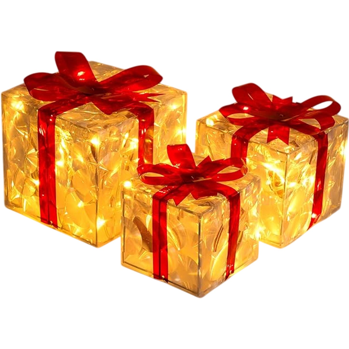 Joie Domi 3pcs Transparent Gift Box LED Holiday Lights Decor Indoor Use