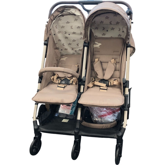 Cosatto Yo Double Twin Stroller Baby Buggy Sand Beige Lightweight Travel