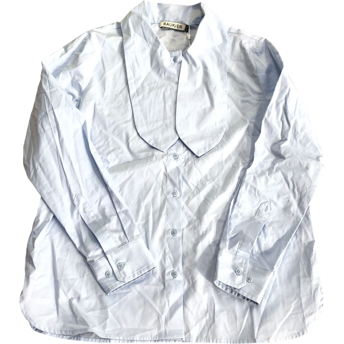 Baukjen Kai Organic Cotton Tie Neck Shirt Ice Blue Size 10
