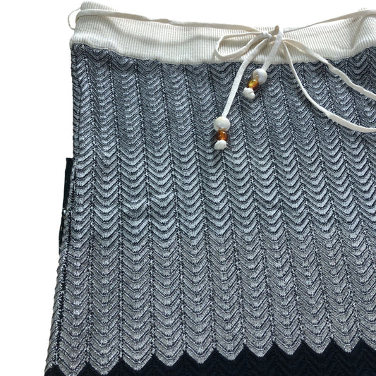 River Island Women's Black And Grey Ribbed Maxi Skirt UK8 Casual Style