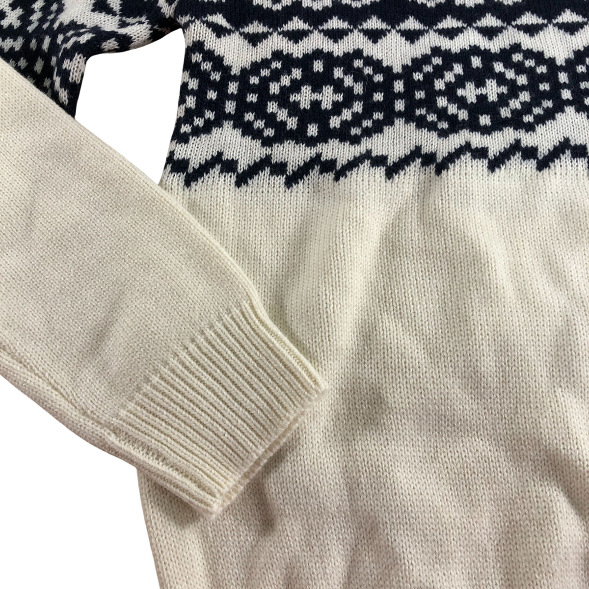Ben Sherman Men's Small Regular Fit Sweater Navy Ivory Fair Isle Pattern