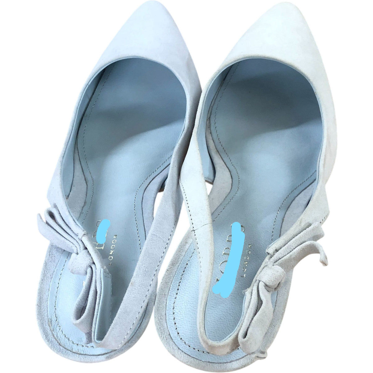 Julia Slingback Fine Suede Pointed Toe Strappy Heels Light Blue Size 6