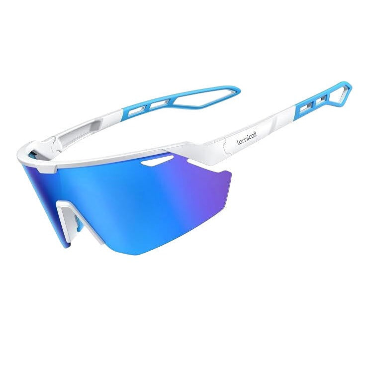 Lamicall Cycling Sunglasses BCPE02-WB White Blue UV400 Protection Breakage Proof