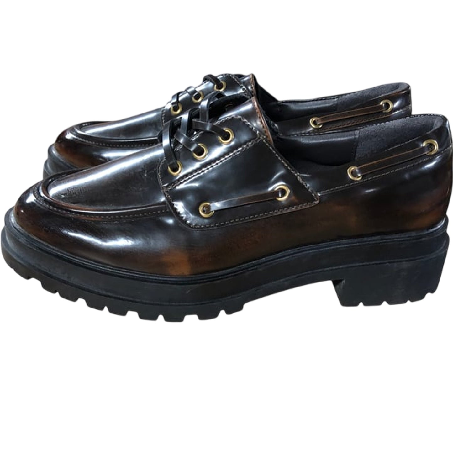 River Island Women's Brown Platform Casual Lace Up Shoes UK4