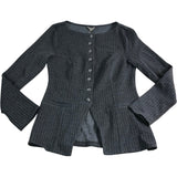 River Island UK12 Women's Grey Striped Button Cardigan Jacket Smart Casual