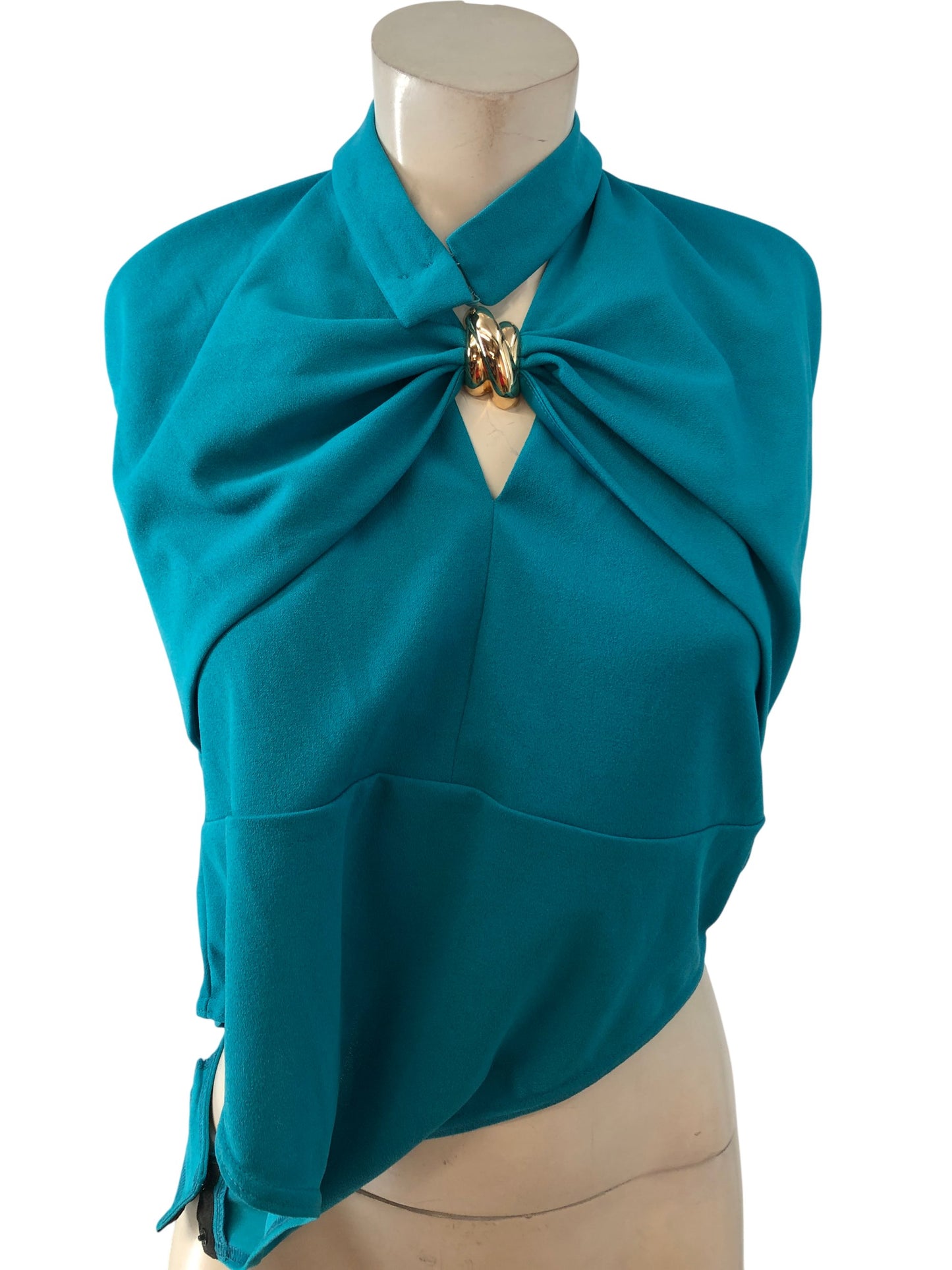 River Island Bodysuit UK18 Women's Teal Blue Halter Neck Polyester Style