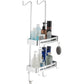 Bathroom Storage Shelves With Hooks Set Of Two Durable Metal Silver