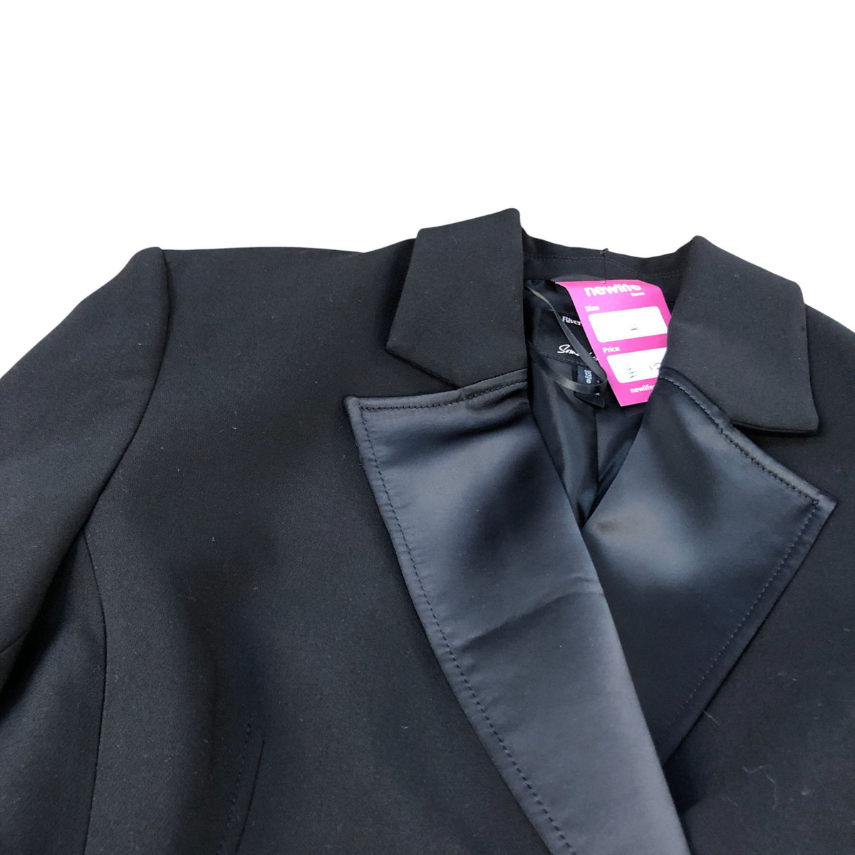 River Island Double Breasted Blazer Jacket UK12 Women's Black Satin Lapel Smart