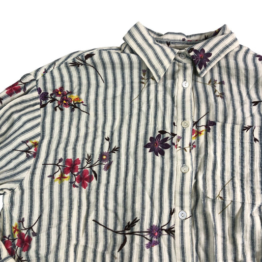 River Island Floral Striped Shirt UK6 Women's 100 Cotton Casual Top