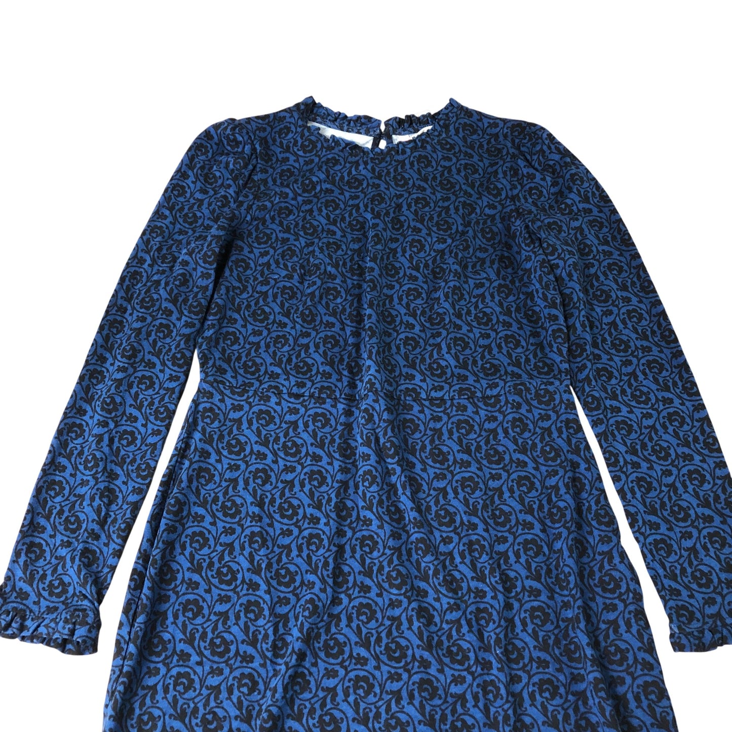 Boden Floral Print Dress Women's Long Sleeve Blue Patterned UK12