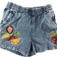 River Island Denim Shorts 9 to 10 Years Girls Fruit Embroidered Blue Cotton