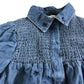Girls Denim Shirt Age 8 Smocked Cotton Long Sleeves Embroidered
