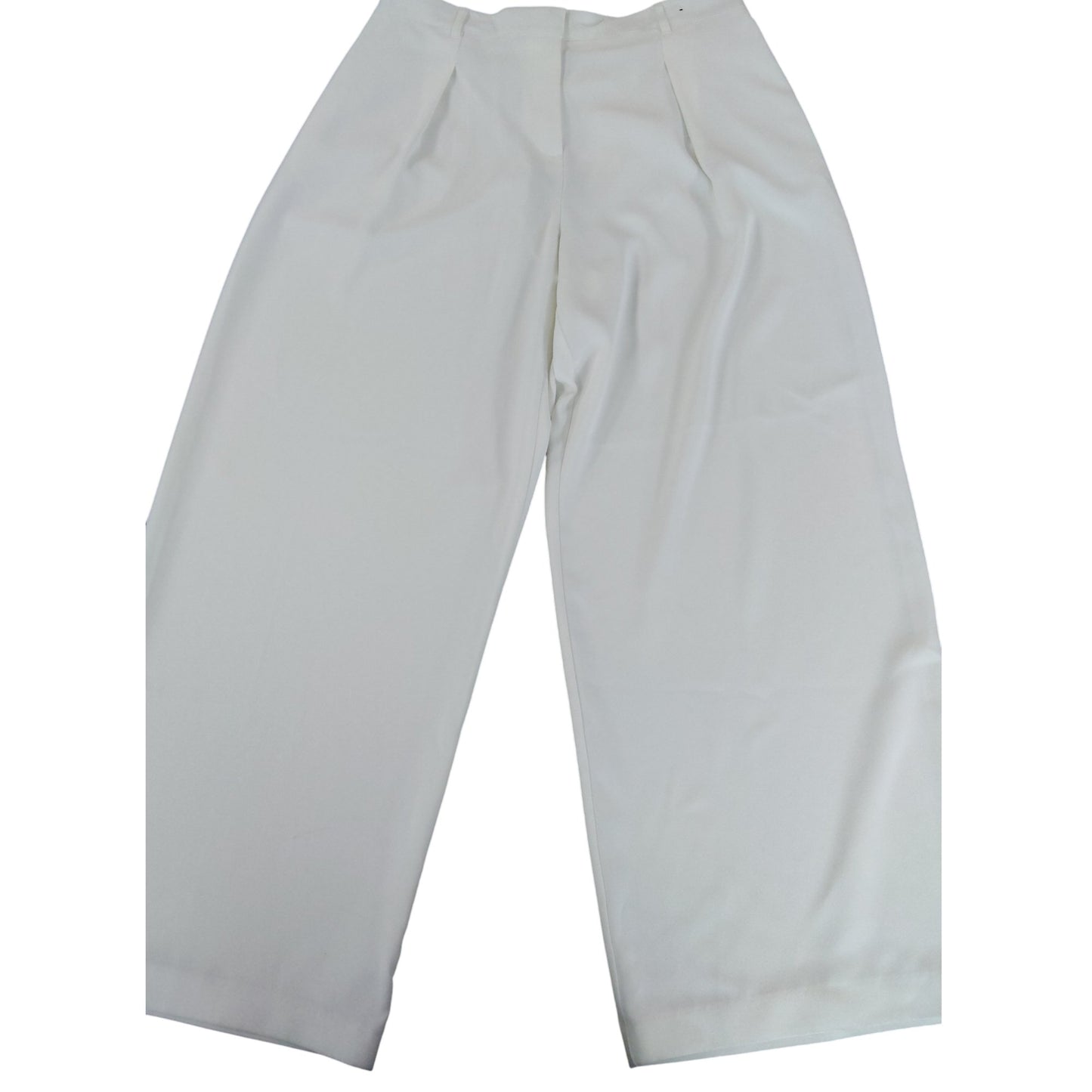 River Island Trousers UK 16R Women's Plain White Stretch Wide Leg