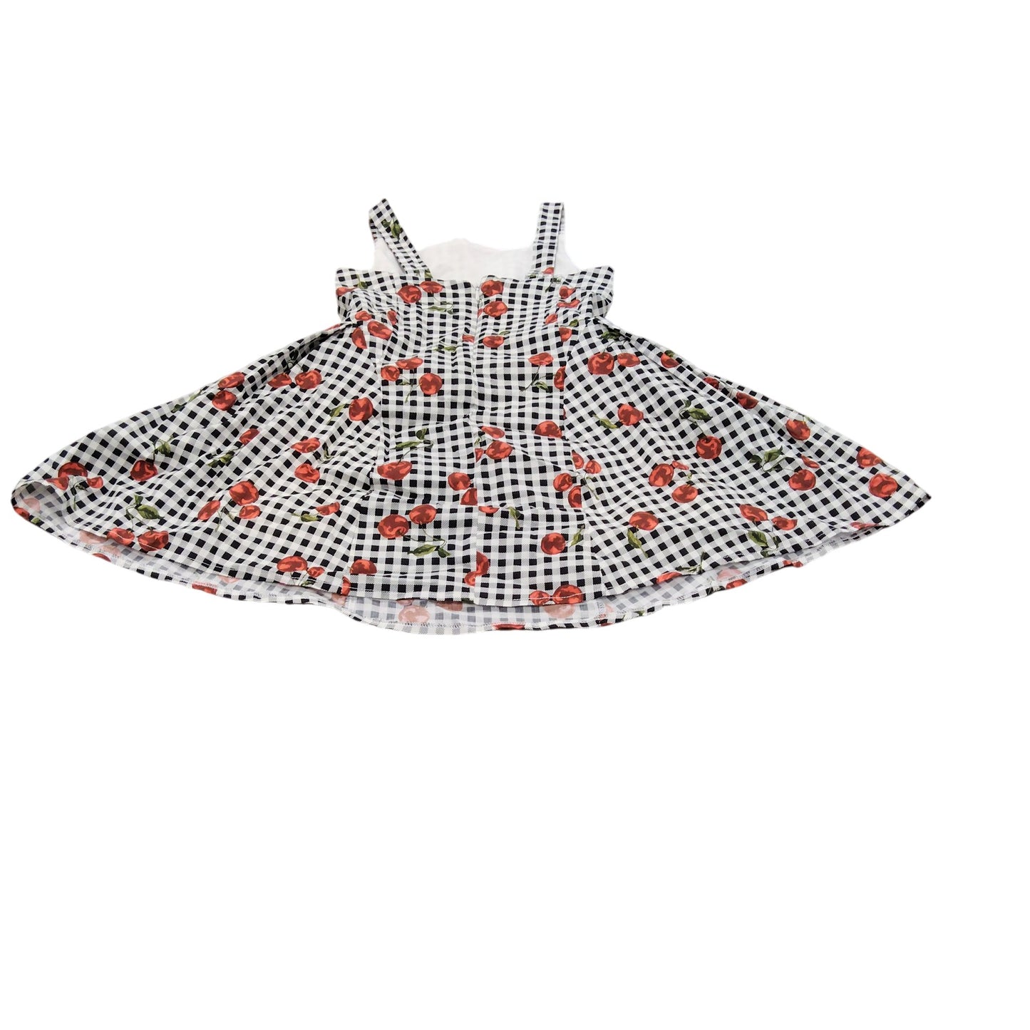 Cute Gingham Cherry Print Dress 7 Years Girls Sleeveless Flare Summer