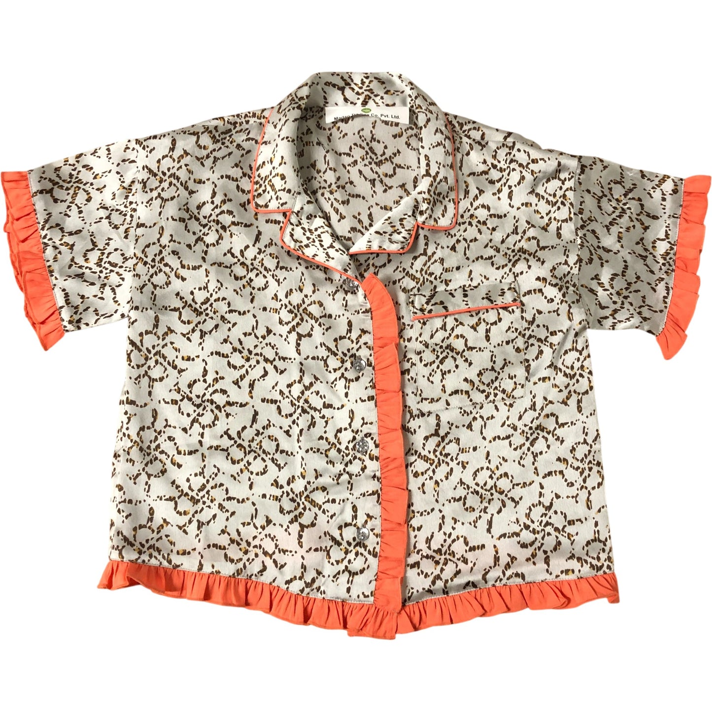 Girls Nightwear Pyjama Top Size 7-8 Years Animal Print Ruffle Detail