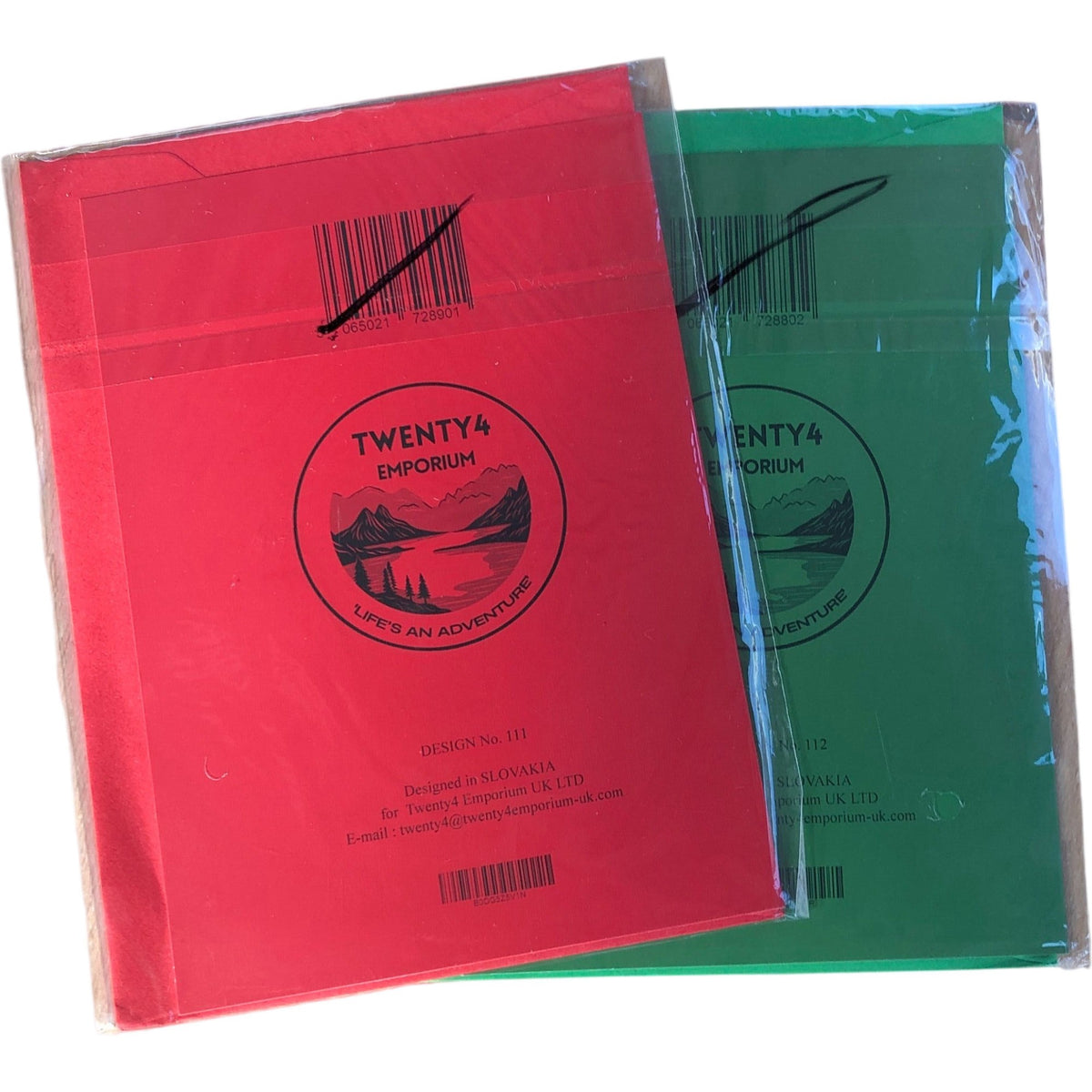Merry Christmas Greeting Cards Green Red Two Pack