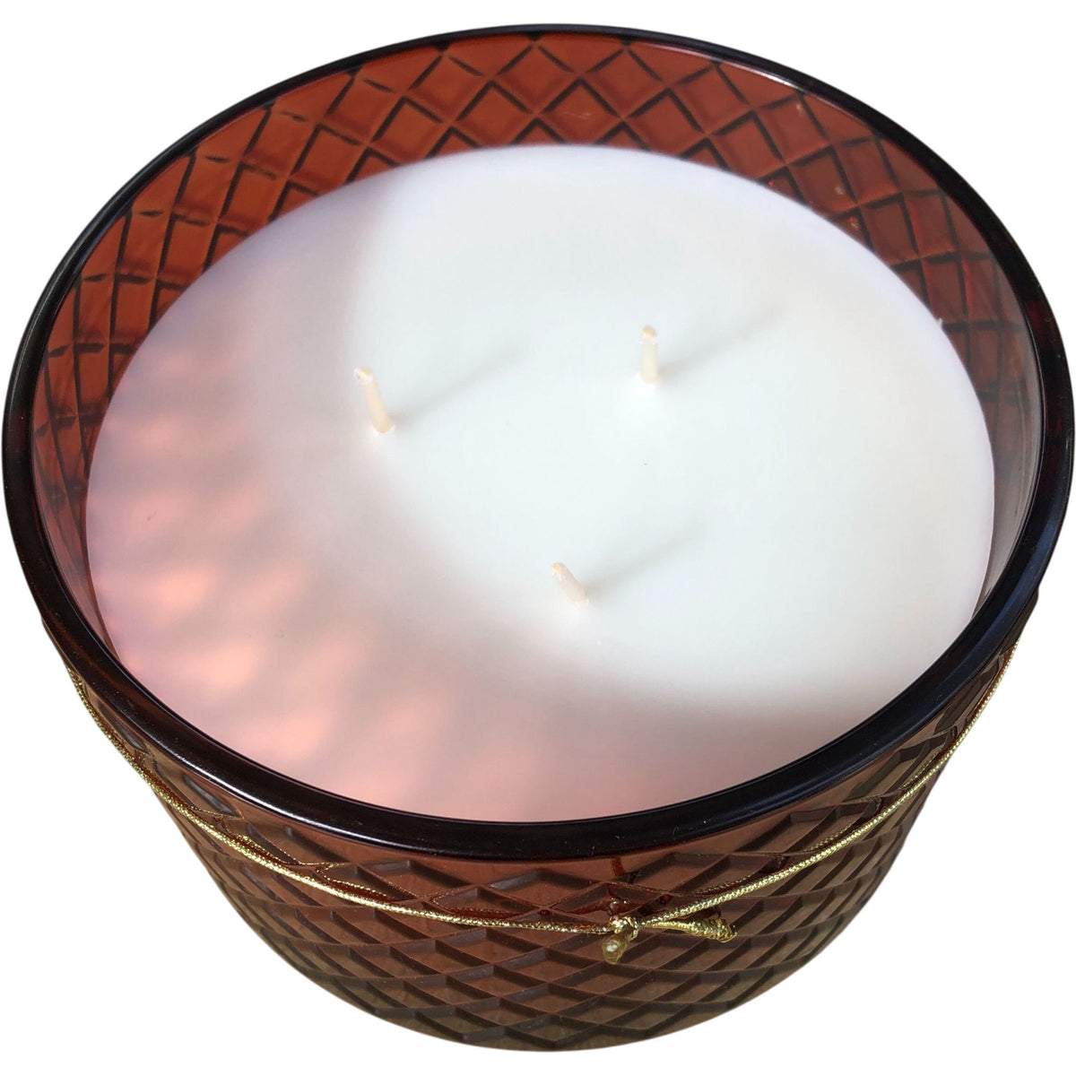 Cinnamon & Apple Scented Candle 3 Wick Red Glass Holder