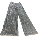 Finding Friday Sparkly Sequined Trousers UK8 Women's Wide Leg Beige
