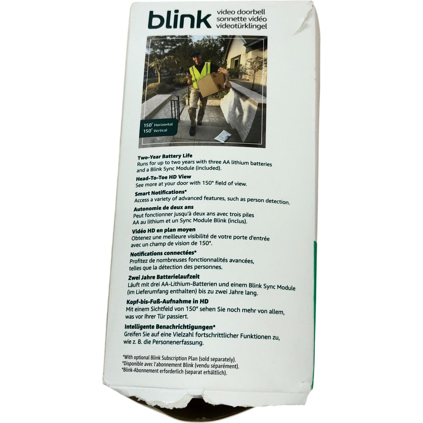 Blink Video Doorbell Wireless Smart Doorbell Battery Powered Sync Module Black