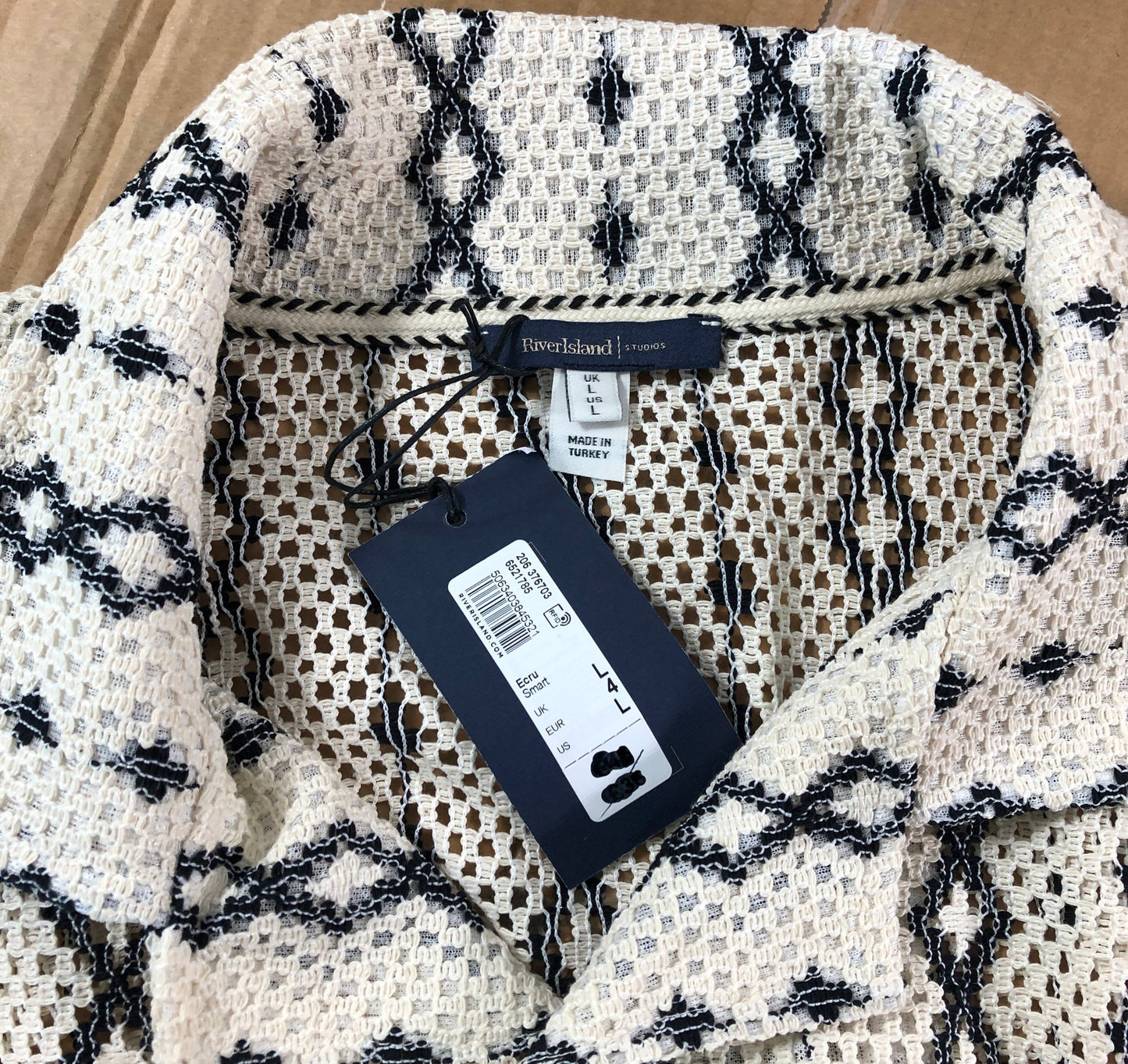 RIVER ISLAND Casual Shirt L Men's Short Sleeve Patterned Stylish Top