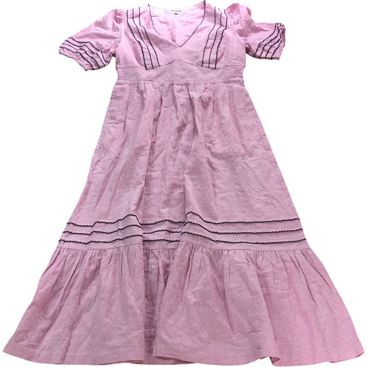 Boden Pink Smock Detail Midi Dress - Size 16
