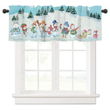 Christmas Scene Window Valance 18x54 Inch Colourful Snowman Design