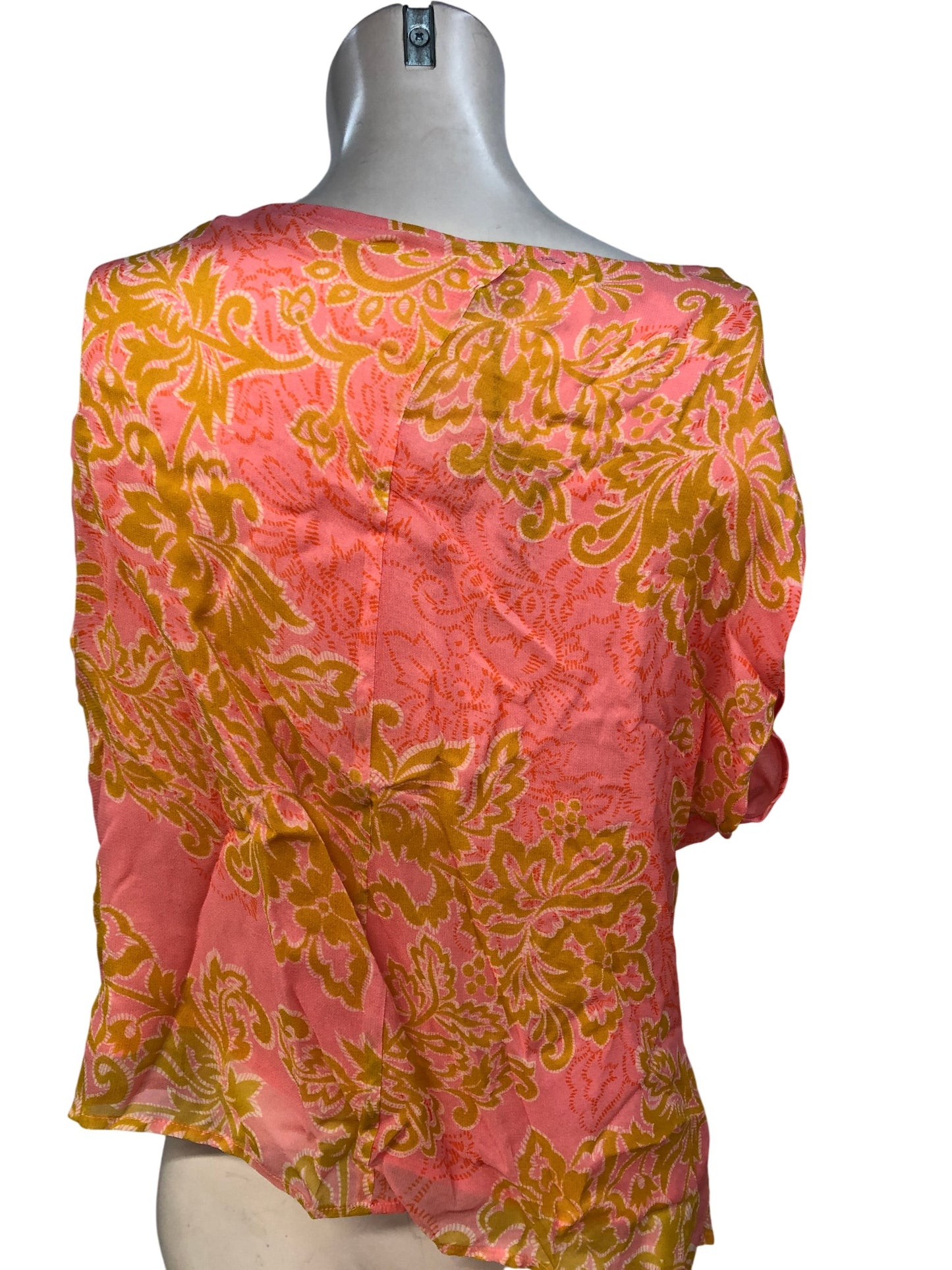 River Island Pink Floral Top UK12 Women's Casual Lightweight Viscose