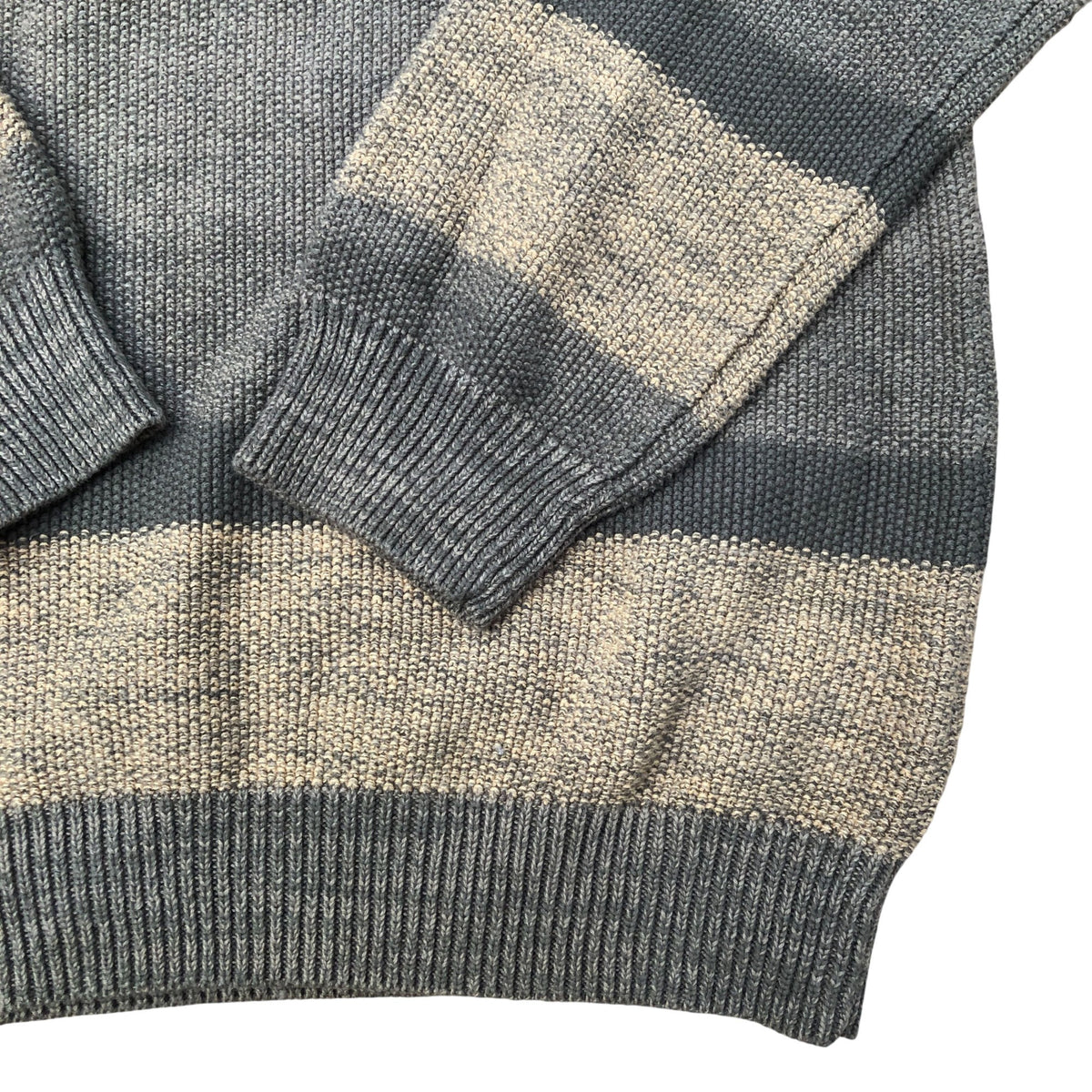 Spacedye Crew Sweater Khaki Striped Cotton Jumper Size M