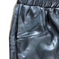 BLACK Faux Leather Trousers Women Elastic Waist Wide Leg Size Large