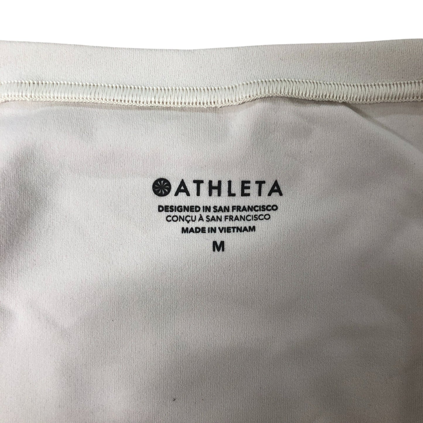 Athleta Women's Medium Scoop Neck Activewear Top Light Beige Short Sleeve