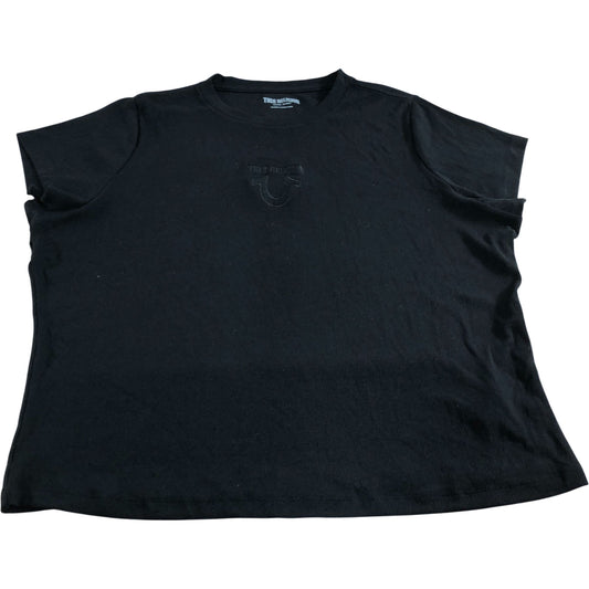 True Religion XXXL Women's Jet Black Embroidered Rib Crew Tee