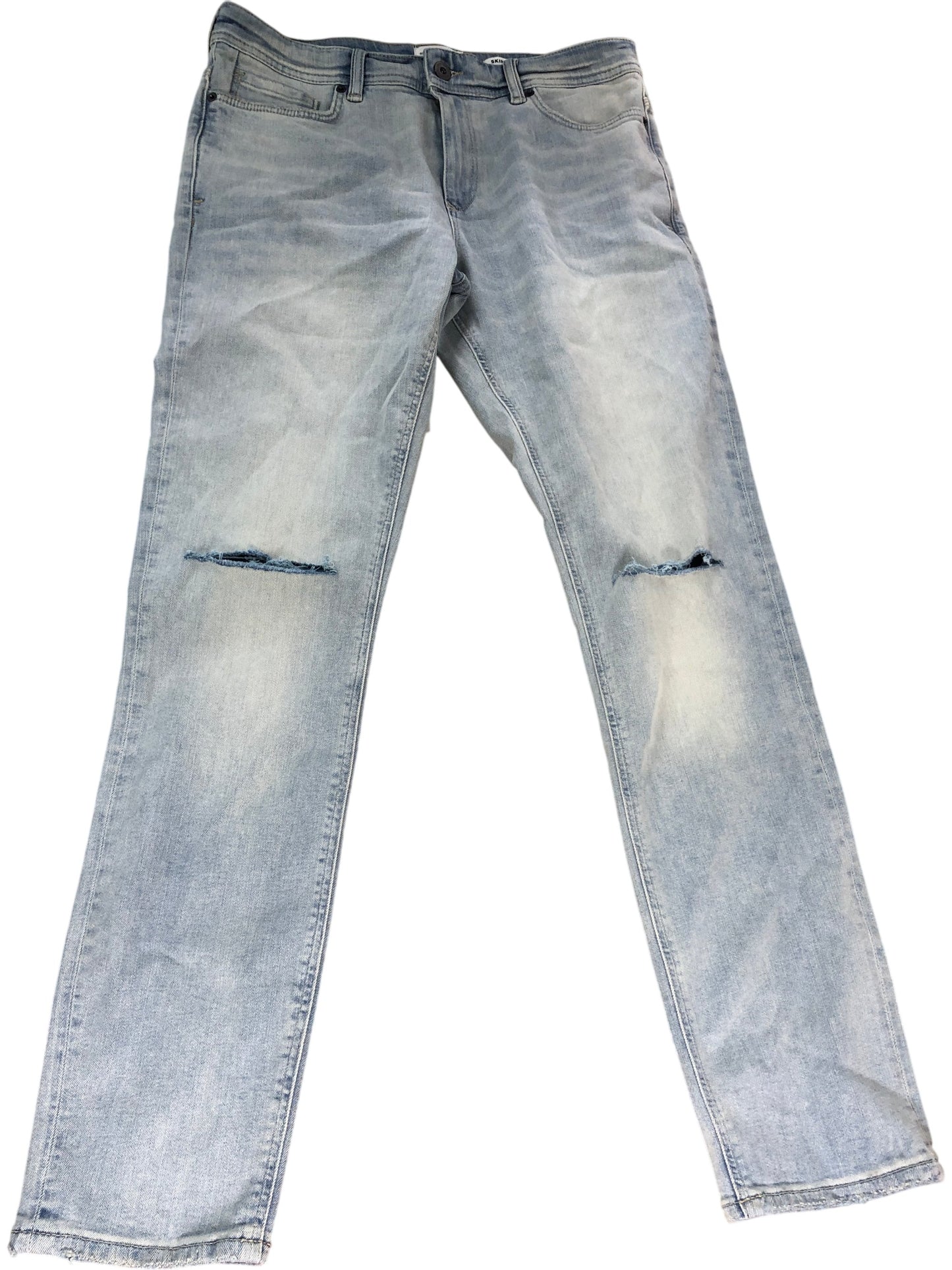 River Island Denim Specialist Skinny Jeans W34 L30 Men's Light Blue Distressed
