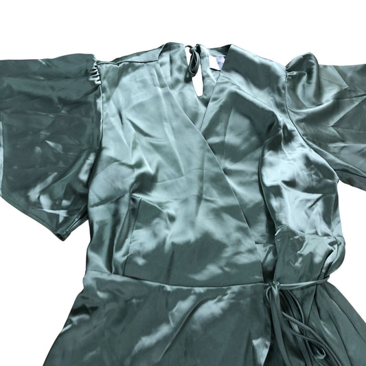 Rewritten Florence Waterfall Dress Size 12 Women's Sage Green Satin
