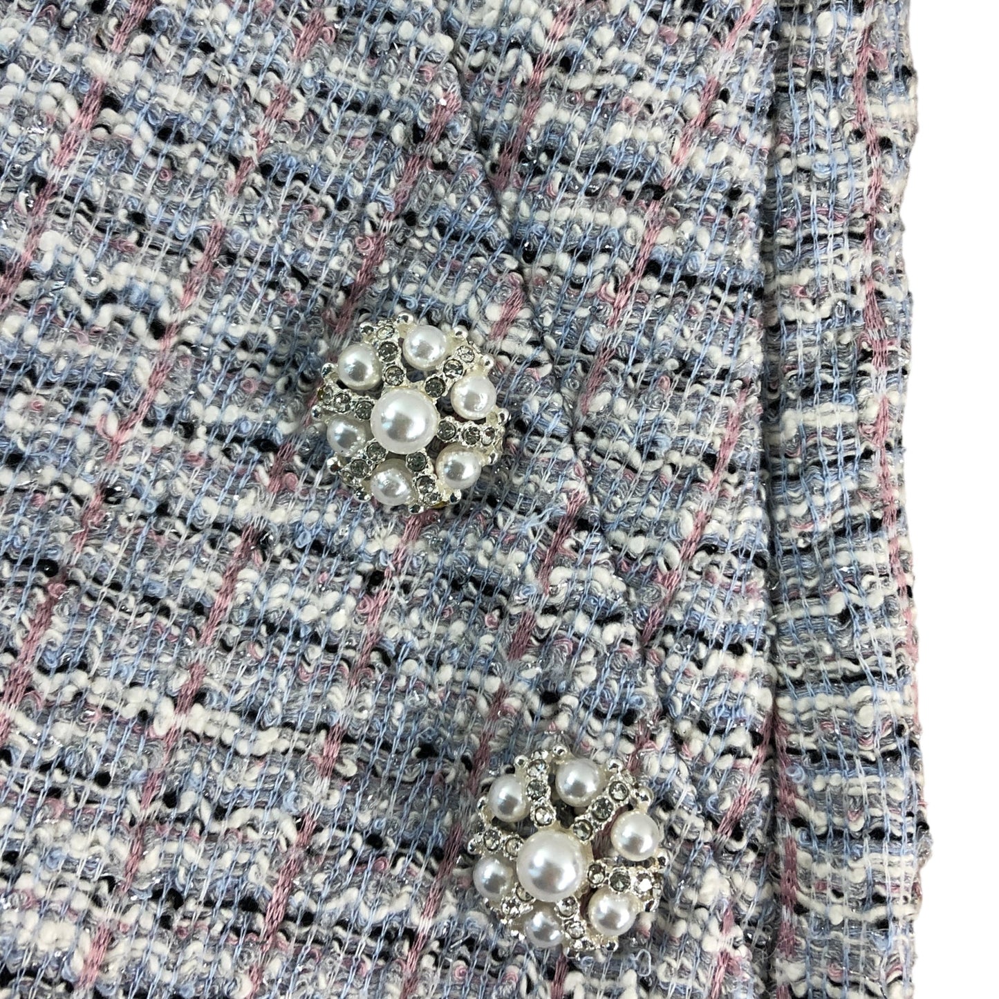 River Island Skirt UK 12 Women's Light Purple Tweed Knee Length With Buttons