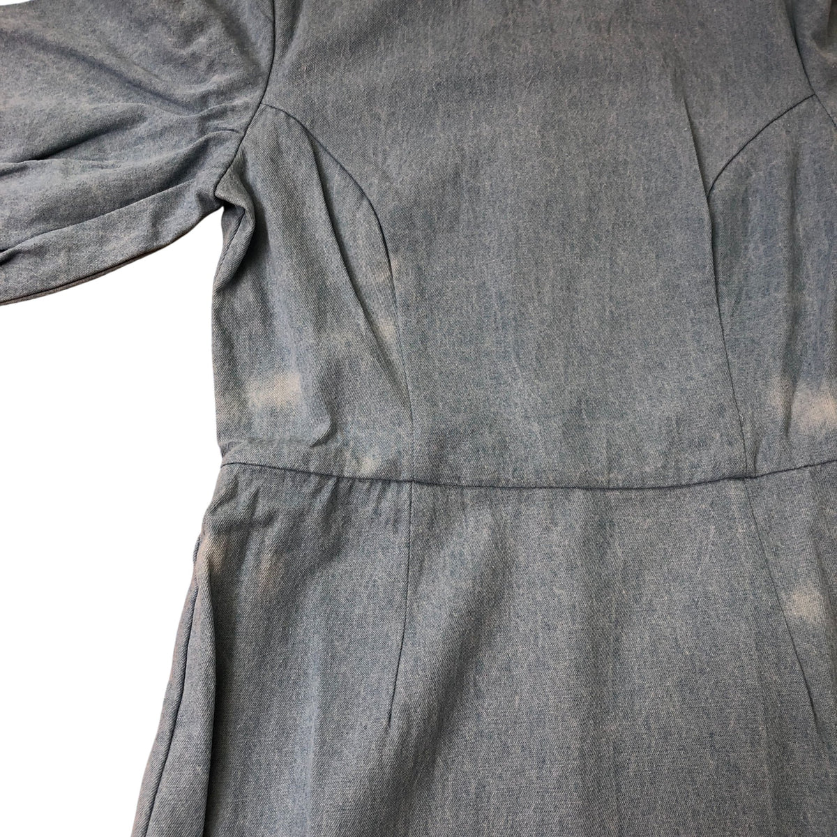 Denim Jacquard Monty Dress Women's Blue Puff Sleeve Size 6