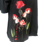Ted Baker Floral Print T-Shirt UK12 Women's Black Cotton Short Sleeve Top