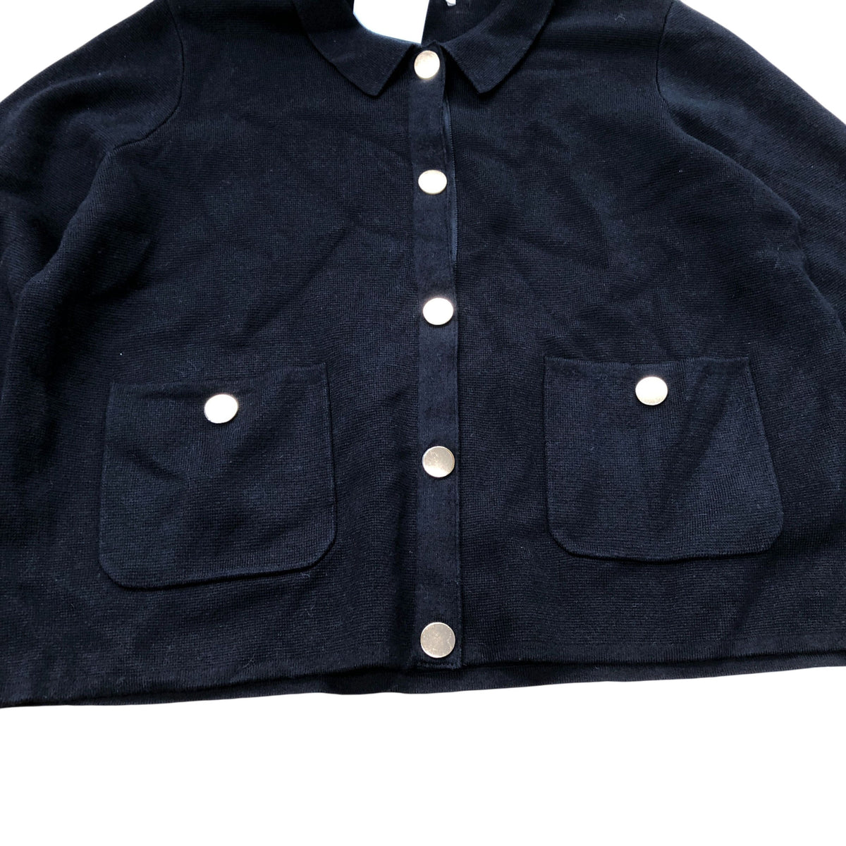 Cropped Cardigan Women's Black Button Up Casual Coat Large