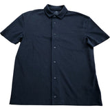 Relaxed Fit Button Up Polo Shirt Navy Blue Size M