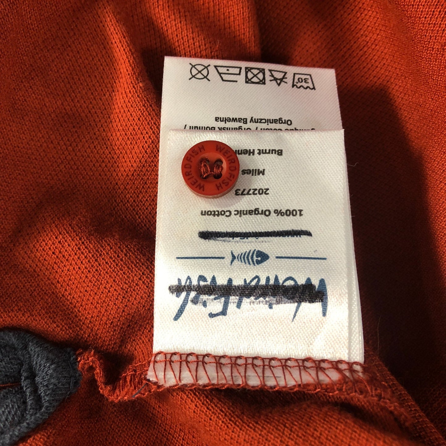 Weird Fish Polo Shirt 3XL Men's Organic Cotton Orange Casual Wear