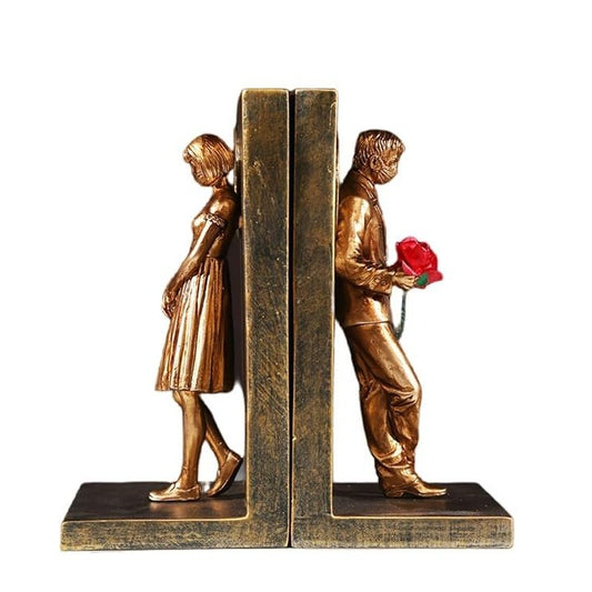 Elegant Gold Figure Bookends Couple Design Decorative Home Office Décor