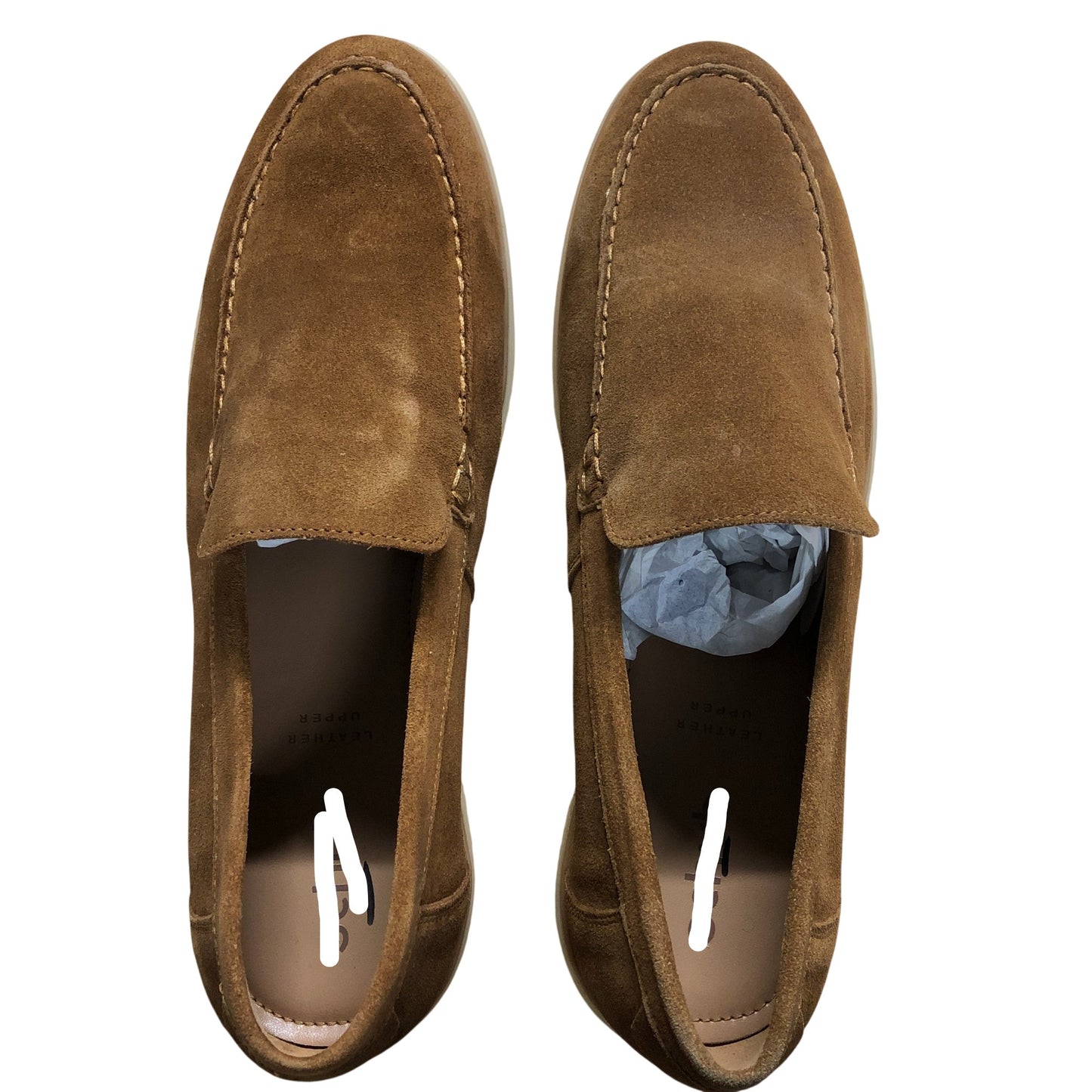 Suede Loafers UK11 Mens Casual Slip On Brown Leather Upper Shoes