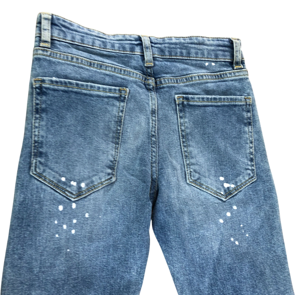River Island Ripped Jeans UK8 Years Denim Blue Distressed Paint Splatter Look