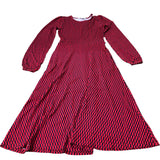 Red Geometric Pattern Dress Women's Long Sleeve Swing Design UK4