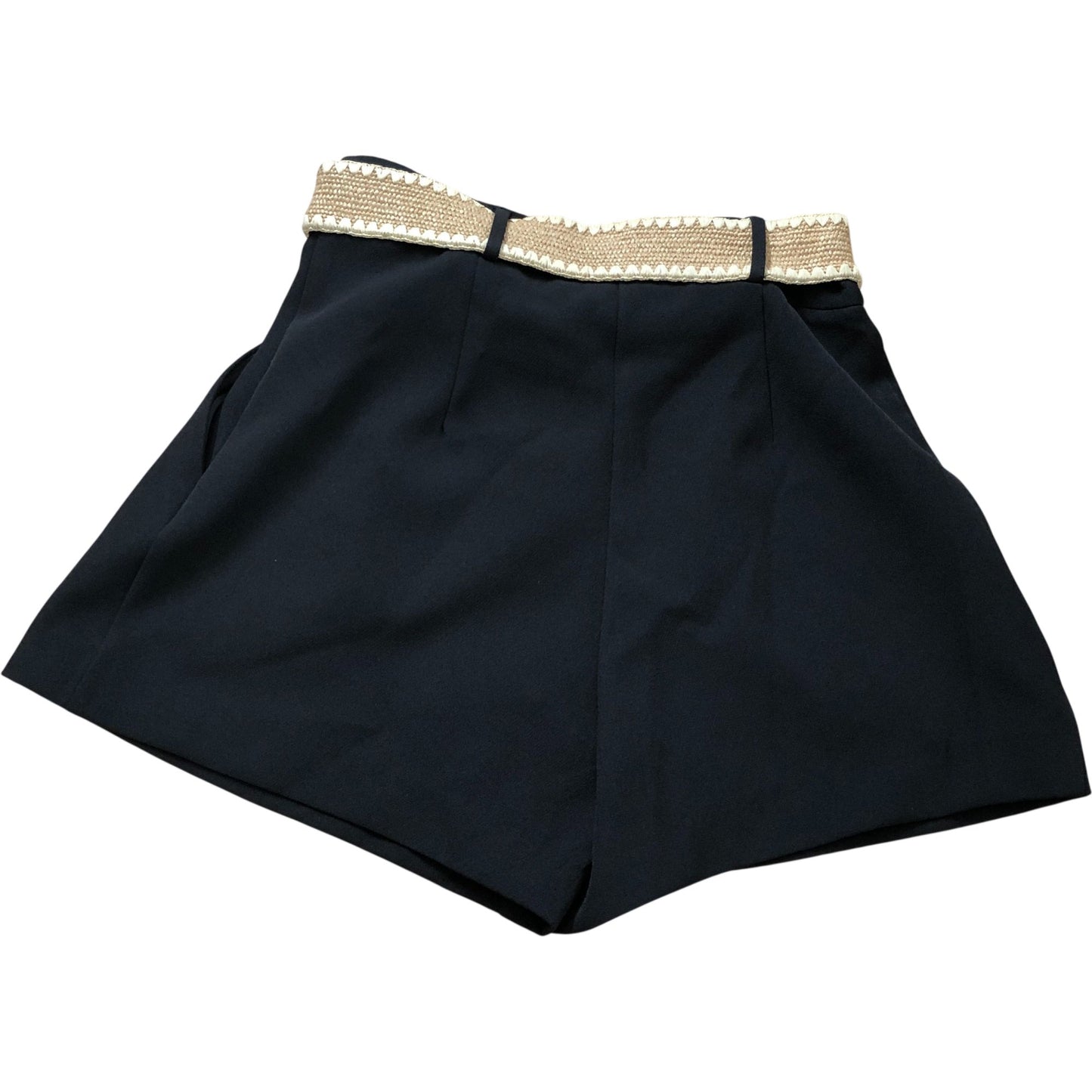 River Island Black High Waisted Shorts Women's Belted Pleated Stylish Size 6