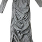 River Island Long Sleeve Wrap Maxi Dress Women's Grey Ruched Design UK8