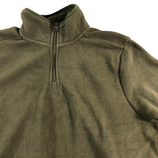 KANGAROO POO Fleece Pullover Men's Lightweight Zip Neck Green Size Medium