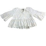 River Island Women's Blouse UK8 White Cotton Lacey Embroidered Top Romantic